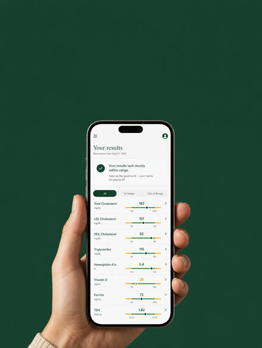A phone showing Sero Health results